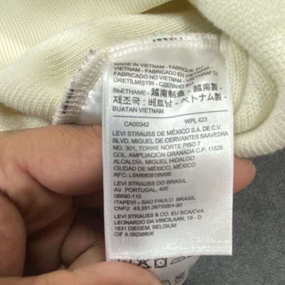 Levis Womens Ivory Sherpa Fleece Crewneck Pullover Cropped Sweatshirt Size XS - Picture 5 of 11